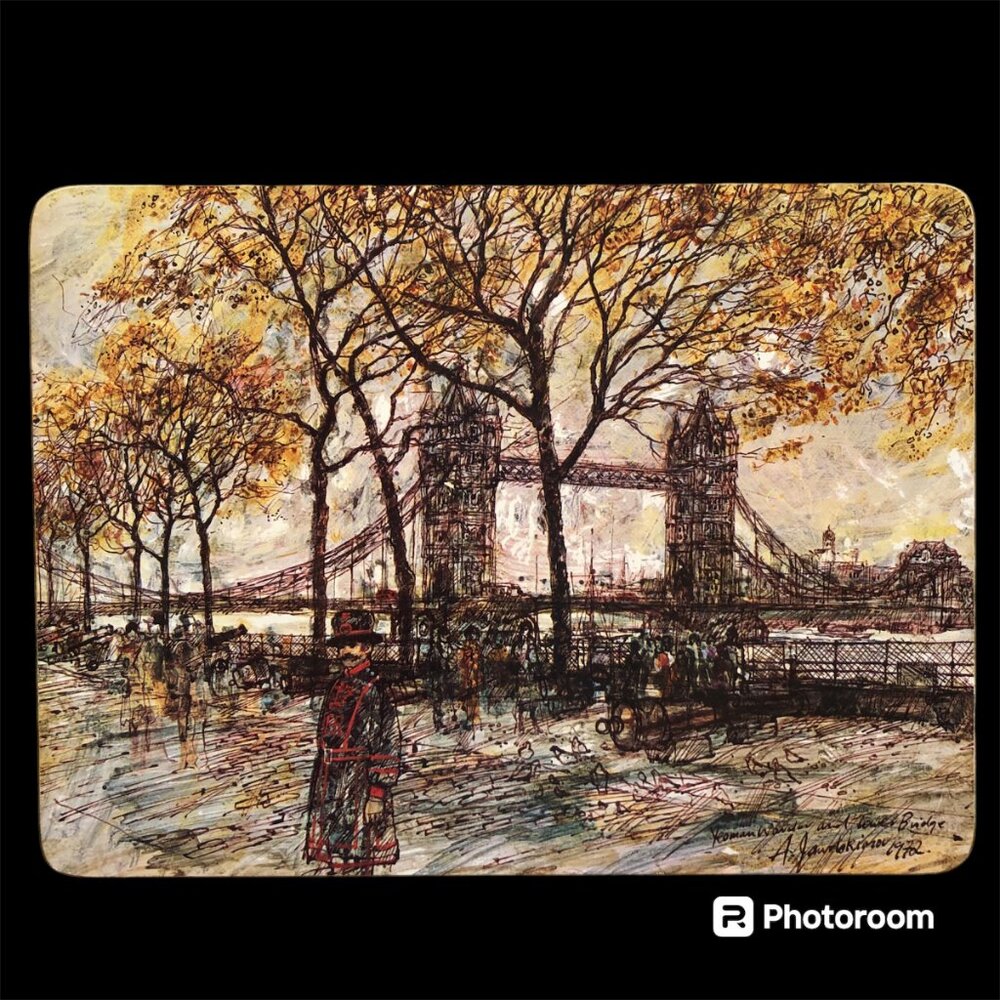 Vtg 1972 Set of 6 Clover Leaf Table Mats Placemat London Scenes Alex Jawdokimov - Picture 7 of 12